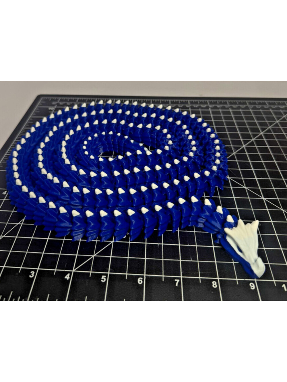 3D Printed LONG Dragon/Snake - PLA - Blue and White - 5 Feet 4 Inches